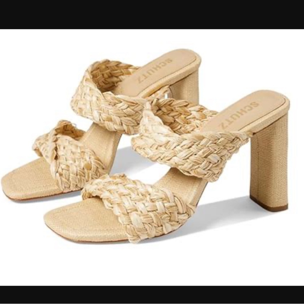 SCHUTZ Beige Woven Heeled Sandals for Women